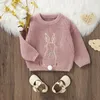 Citgeett Spring Easter Toddler Baby Girl Sweter Bunny Hafdery Haftowanie Knitwear długoterminowy Ubrania