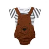Clothing Sets 0-3 Years 2CPS Born Boy Girl Summer Set Cute Bear Clothes Stripe T-shirt Bib Pants Overalls Outfits