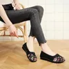 Women Flat Shoes Casual Hollow Mesh Cloth Loafers Slip on Summer Spring Mother Sandals Breathable Zapatos Mujer Femme 240130