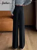 Women's Pants Jielur Straight Casual Full Length Solid Color High Waist Fashion Simple Female Suit Basic Office Ladies