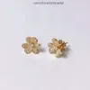 Boucles d'oreilles Van Clover Boucles d'oreilles Van Cleef Boucles d'oreilles V Gold High Edition Boucles d'oreilles trèfle pour femmes plaqué épais or rose 18 carats Nouveau mini fleurs pétales de diamant complet