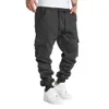 Mens Overalls Loose Joggers Workout Cargo Pants Sweatpants Active Sports Trousers Drawstring Multi Pocket Casual 240130