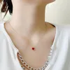 Pendants Selling Rose Gold Red Chalcedony Carnelian Love Heart-shaped Pendant Women Fashion Necklace Jewelry Party Gifts