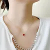 Hängen som säljer Rose Gold Red Chalcedony Carnelian Love Heart-Shaped Pendant Women Fashion Halsband smycken Party Gifts