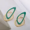 Boucles d'oreilles pendantes en alliage géométrique, goutte d'huile verte coréenne, Simple et belle pour femmes et filles, accessoires de bijoux à la mode