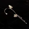 Backs Earrings Silver-plated Metal Leaf Butterfly Clip Women's Non-perforated Shiny Zircon Fashion Jewelry Accessories For Women