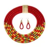 African Style Jewelry Sets Colorful Multi Layer Woven Chain Magnetism Button Bohemian Choker Collar Necklace Drop Earrings Set 240118