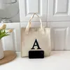 Shopping Bags Canvas Tote Bag For Women Letters Print Ladies Casual Handbag Grocery Reusable Beach Shopper Minimalism