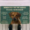 Dywany 3D Pamiętaj o Rhodesian Ridgeback Dogs House Regulamat Nieziarniste drzwi podłogowe Maty