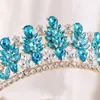 Pinces à cheveux baroques vert opale bandeau de mariage cristal couronnes de mariée diadèmes bijoux accessoires femmes strass chapeaux reine diadème