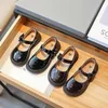 School Girl's Leather Shoes Bowknot Elegant Shallow Kids Mary Janes 23-35 Black Brown Round Toe Comfy Children Autumn Shoe 240119