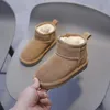 Winter Baby Girls Boys Snow Boots Plush Children High-top Cotton-padded Shoes Anti-Slippery Genuine Leather Kids Ankle Boots 240129