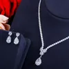 Choucong original bröllop smycken sätter lyx 18k vitt guldfyllning vatten droppe 5a kubik zirkon cz diamant party kvinnor studörhängen brud tennis halsband gåva