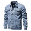 2023 Spring Men Solid Lapel Denim Jackets Fashion Motorcykel Jeans Jackets Hommes Slim Fit Cotton Casual Black Blue Coats 240119