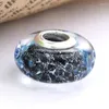 Löst ädelstenar Original WAVY Dark Blue Murano Glass Ocean Pärlor Fit 925 Sterling Silver Bead Charm Armband Bangle DIY SMYCKE