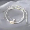 Ankiety Iparam Summer Beach Fricle For Women White Bead Heart Wisiant Charm Rope Anklet Fashion Biżuteria