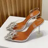 PVC Goblet Heels Women Sandals Slingback Crystal Decorate High Heel Shoes Female Pumps Sexy Party Wedding Shoes Bride
