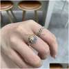 Anneaux de mariage Summer Blue Sparkling Moon et Sun Ring pour les femmes Cocktail empilable Finger Band Fashion Sier 925 Fine Jewellry 230826 Dhqit