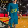 Herrspårar män basket tröja träning set kort ärm t-shirt shorts 2 bit överdimensionerade klädträning enhetlig sportdräkt