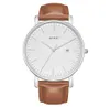 BUREI Men's Fashion Minimalist Wrist Watch Waterproof Watches Simple Ultra Thin Watches Analog Quartz Date with Brown Black Leather Strap