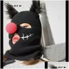 Capes à vélo Masques P Big Cat Oreilles Broderie Cap Clava avec Fl Face Er Ski Mask Rouge Clown Bons de nez Bonnet Bonnet Drop Dh1xm