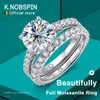 Knobspin D VVS1 Pierścienie dla kobiet błyszczące diamentowe zestawy ślubne z GRA S925 Sterling Sliver Splated 18K Band 240124