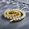 Anpassad 14K Gold Tennis Chain Free Fire Moissanite 3mm Loose Gemstone Bling Necklace Men