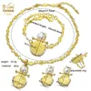 ANIID Coin Dubai Gold Color Jewelry Sets For Women Bridal Pearl Necklace Bracelets Earrings Ring 4Pcs Wedding Collection Set 240123