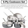 Cookware Sets Culinary 5-Ply Hard Stainless Set 10 Piece Anodized Exterior Dishwasher Oven Safe Works On All Cooktops