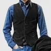 Vintage velours côtelé couleur unie gilet manteau hommes printemps décontracté boutonné col en V sans manches vestes pour hommes bureau mode gilets 240130