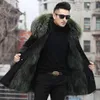 Designer Winter Mens Mid Length Pike Overcoming Fur Haining Thickened Hair Coat RMHR