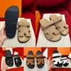 Designer Slide Slippers Strand Klassieke Platte Sandalen Glijbaan Luxe Zomer Dame Lederen Slippers Topkwaliteit Heren Dames Slides Sandale Maat 35-44 Schoenen 003