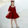 Платья для девочек Вечернее праздничное платье для девочек Элегантное платье маленькой принцессы Детское рождественское платье с пышными рукавами и v-образным вырезом средней длины