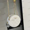 Mini trousse de maquillage ronde 12 cm sac à bandoulière élégant pour femme en cuir diamant matériel fermoir en métal sac à main de luxe boule d'or chaîne Matelasse sac à bandoulière portefeuille sacs à cartes