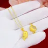 Collier coréen en or véritable 24 carats pour femmes, bijoux porte-bonheur, chaîne ras du cou, cadeaux d'anniversaire