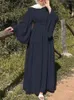 Casual Dresses Zanzea Stylish Elegant Kaftan Holiday Robe Muslim Women Spring Solid Color Dress O-Neck Full Sleeve Abaya Maxi Sundress