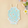 Kledingsets Baby Meisjes 3PCS Shorts Mouwloze Sling Romper en Daisy Print Hoofdband Zomeroutfits