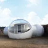 インフレータブル透明なテントエアガーデン360ドームデュアルトンネル屋外の豪華なバブルテント家族キャンプ用の裏庭の家の雪グローブ