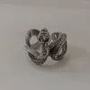 Cluster Rings Domineering Vintage Silver Color Snake Ring For Man Handmade Men's National Tide Necklace Pendant Jewelry Accessories