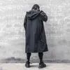 Autumn Fashion Thin Cape Men's Dark Black Personalized Fashion Brand Long Hooded Loose Waterproof Over Knee Trench Coat 240124