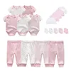 Clothing Sets Born 2024 Unisex Cotton Baby Boy Clothes Bodysuits Pants Hats Gloves/Bibs Girl Cartoon Animal Bebes