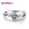 Cluster Rings Cute Female Small Round Zircon Stone Ring Vintage 925 Sterling Silver Wedding Jewelry Promise Crystal Engagement Bague For