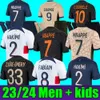 2023 2024 Maillot De Foot Mbappe Futbol Formaları O.Dembele PSGS Hakimi Zaire-Emery Kolo Muani Paris G.Ramos Futbol Gömlek 23 24 Ev Erkek Erkek Kadın Kadın Kiti Üçüncü Away 4.