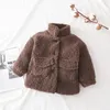 Kurtki moda dziewczynka chłopiec zima kurtka grube jagnięce wełniane niemowlę dzieci ciepłe owce jak płaszcz bawełniany odzież wierzchnia 1-8 lat
