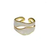 Cluster Ringe Retro Gold Farbe Doppel Öl Tropf Offen Für Frauen Luxus Unregelmäßigen Einstellbare Finger Ring 2024 Trendy Hochzeit Schmuck