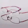 Lunettes de soleil Cadres 55-17-142 Lunettes pour femmes Pure Titanium Semi-Rimless Métal Grand cadre Myopie Ligne Prescription personnalisée