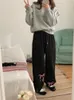 Pantalon coréen imprimé nœud pour femme, survêtement épais et chaud, assorti avec tout, taille élastique, jogging, Y2k, e-girl, printemps automne