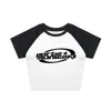 T-shirts pour femmes Kawaii Baby T-shirt à manches courtes Vintage Summer 2000s Streetwear Harajuku Goth T-shirt Y2K Graphic Print Tees Crop Tops Slim