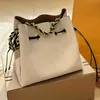 Designer Bucket Bag Fashion Letter Print Women Handbag Tote Bag With Purse String Shoulder Bags Cowhide Leather High Quality Lady Chain Crossbody Purse