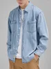 Camicie Casual da uomo 2024 Camicia di jeans autunnale da uomo Tasche sul petto classiche Jeans blu larghi da cowboy a maniche lunghe in cotone morbido